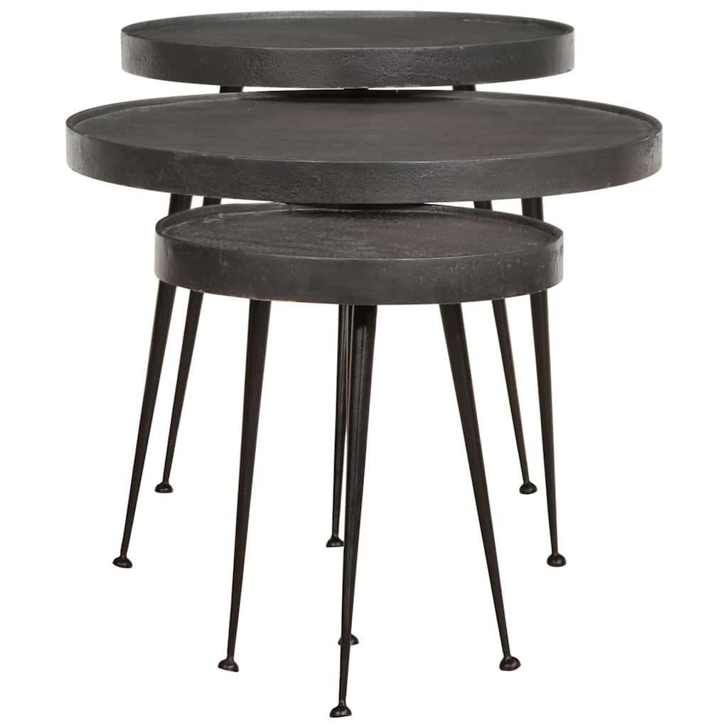 Mesas de centro 3 pcs derivados de madeira preto