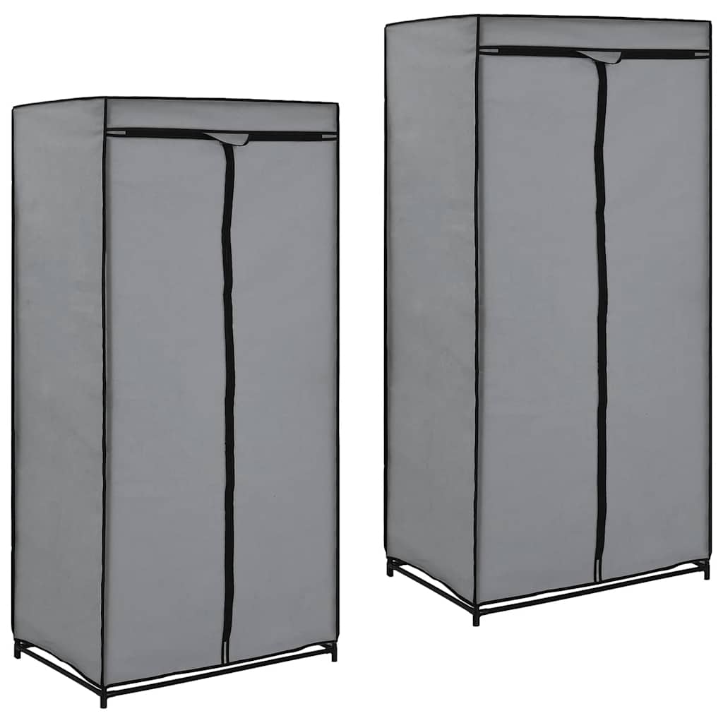 Roupeiros 2 pcs 75x50x160 cm cinzento