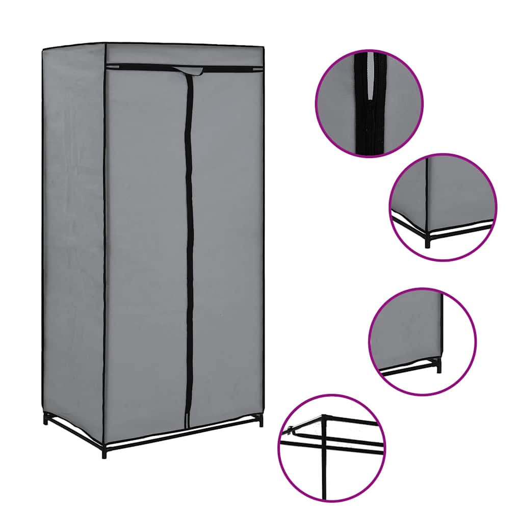 Roupeiros 2 pcs 75x50x160 cm cinzento
