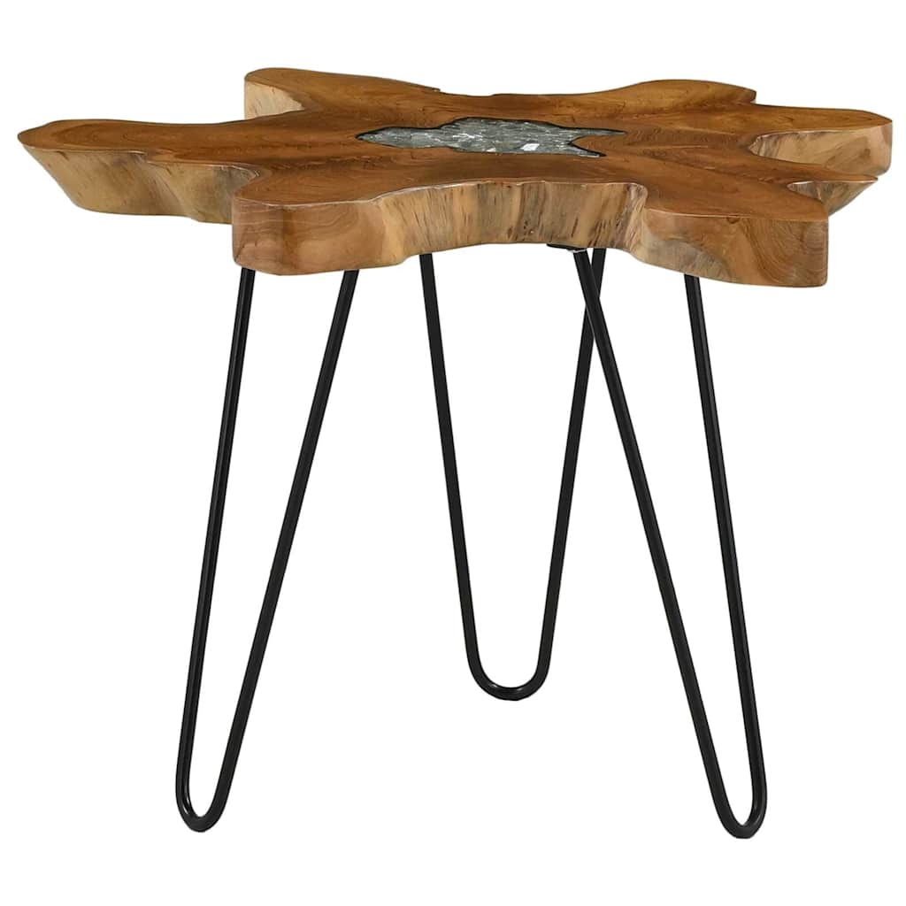 Mesa de centro 70x45 cm madeira de teca maciça e poliresina