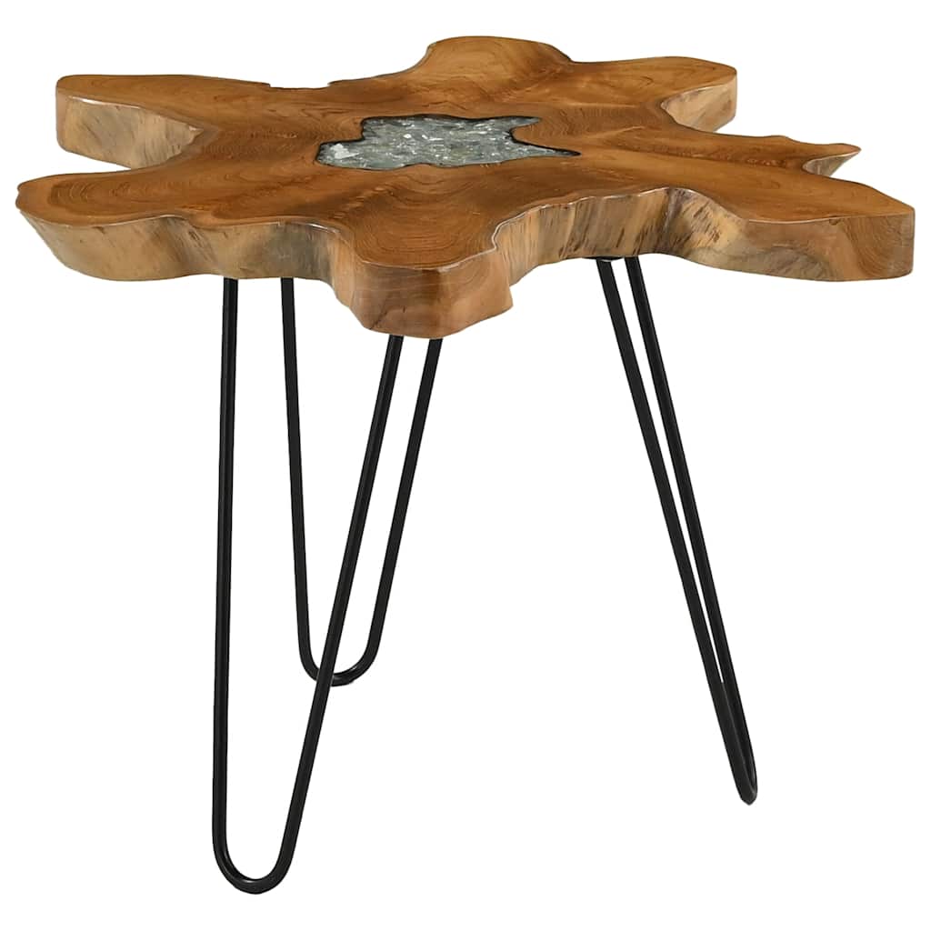 Mesa de centro 70x45 cm madeira de teca maciça e poliresina