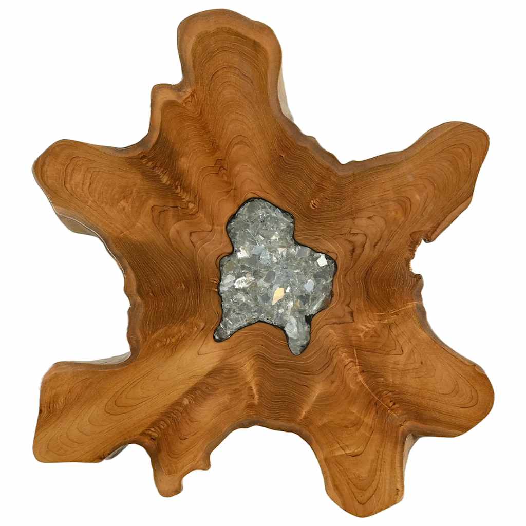 Mesa de centro 70x45 cm madeira de teca maciça e poliresina
