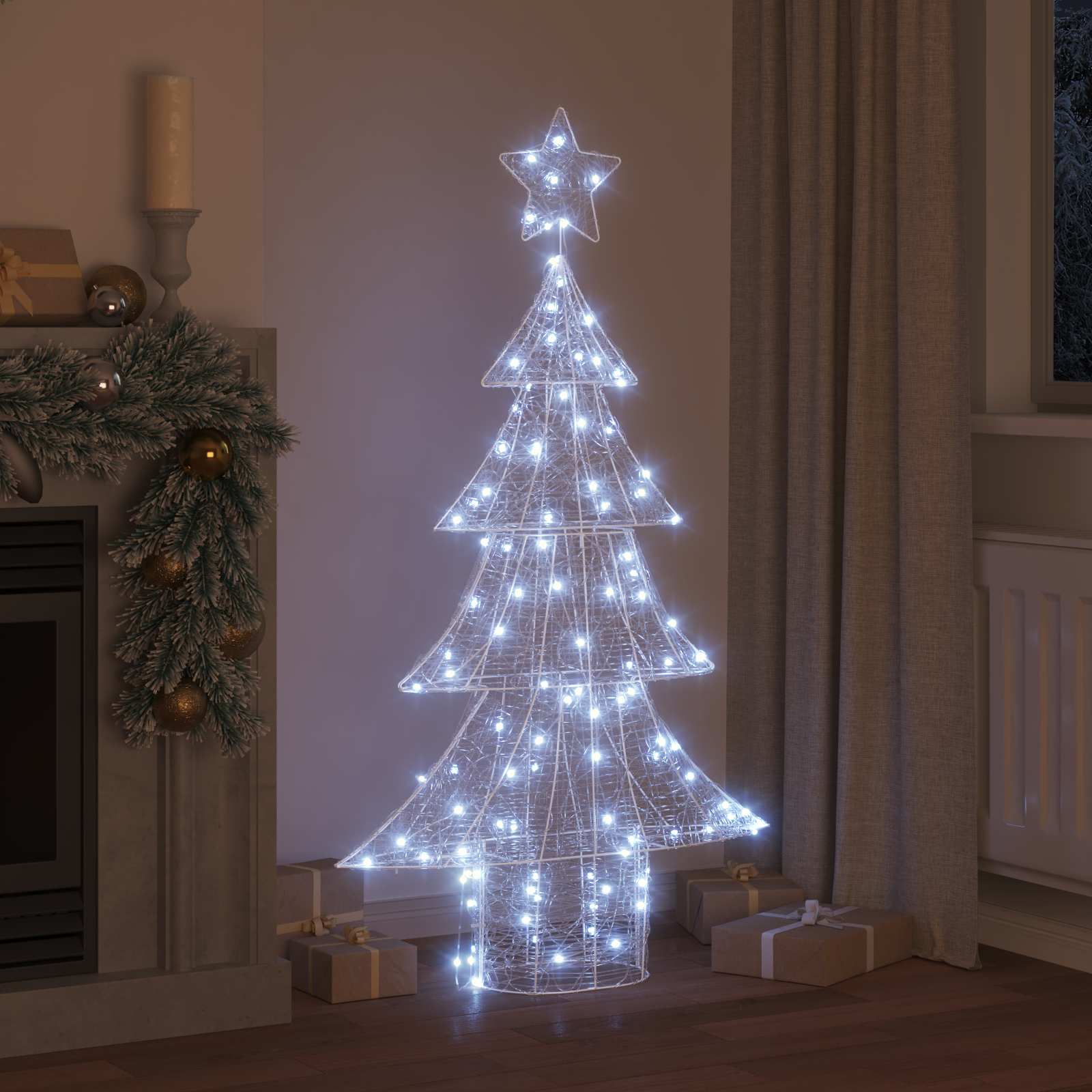 Árvore de natal com 160 leds branco frio 150 cm acrílo