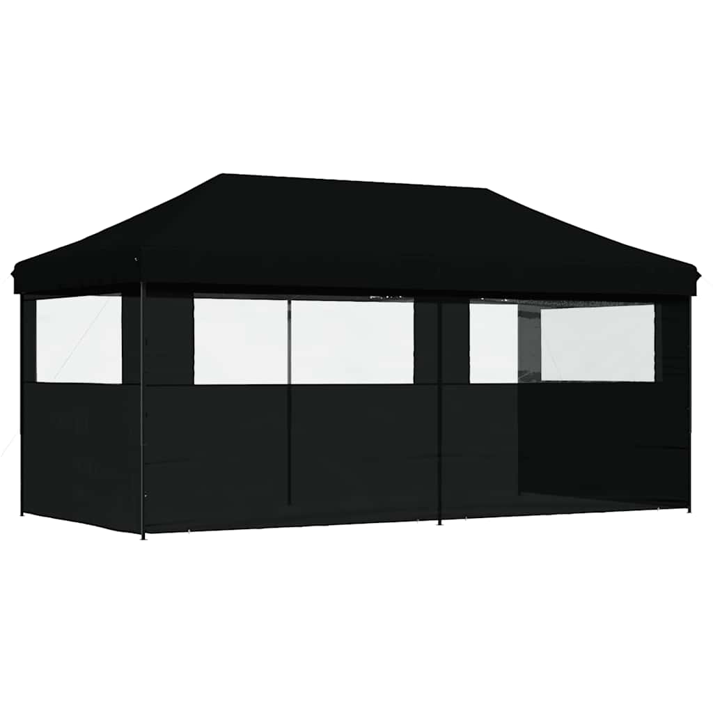 Tenda p/ festas pop-up dobrável com 3 paredes laterais preto