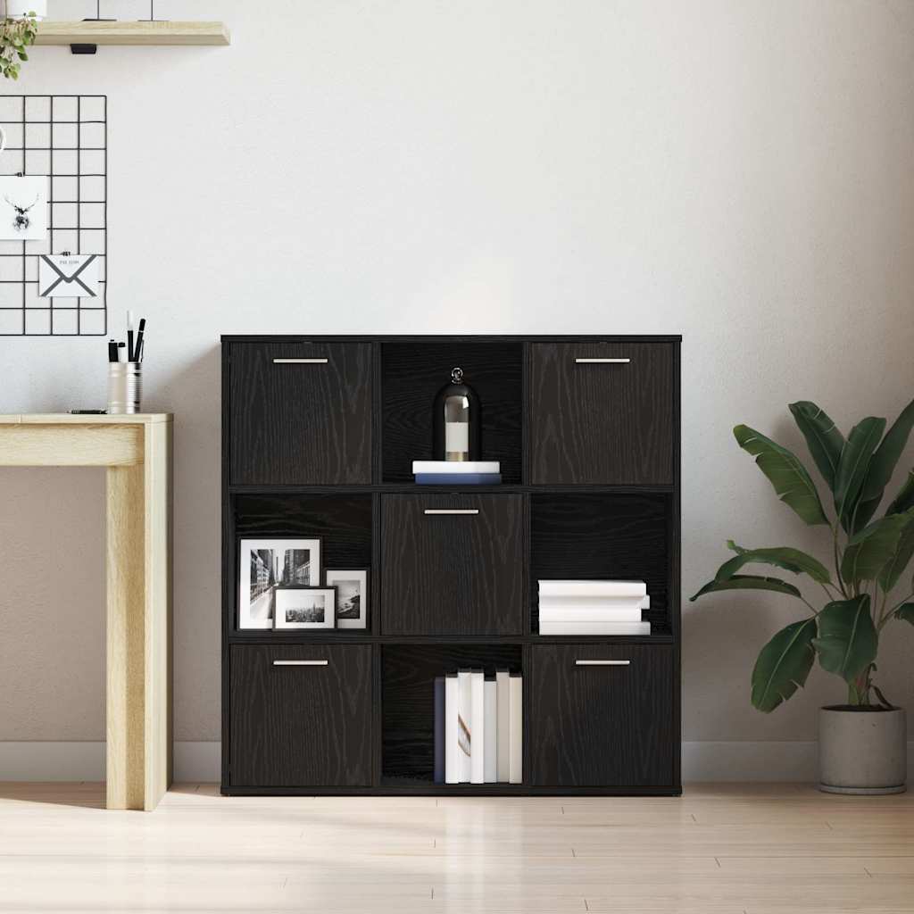Estante para livros em carvalho preto, 90x28x90 cm, madeira engenheirada