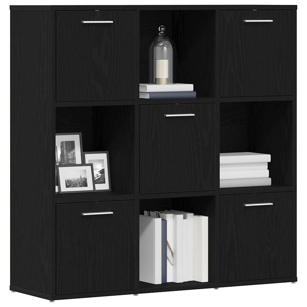 Estante para livros em carvalho preto, 90x28x90 cm, madeira engenheirada