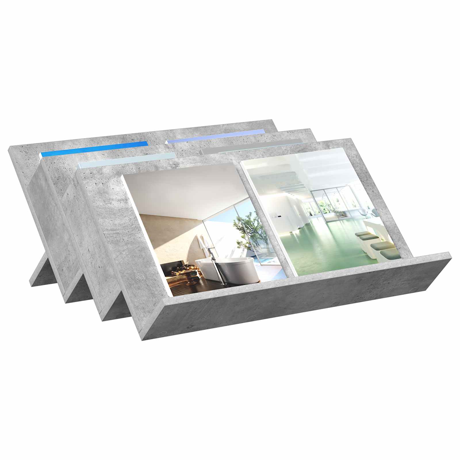 Estante de revistas cinza concreto 65 x 53 x 28,5 cm