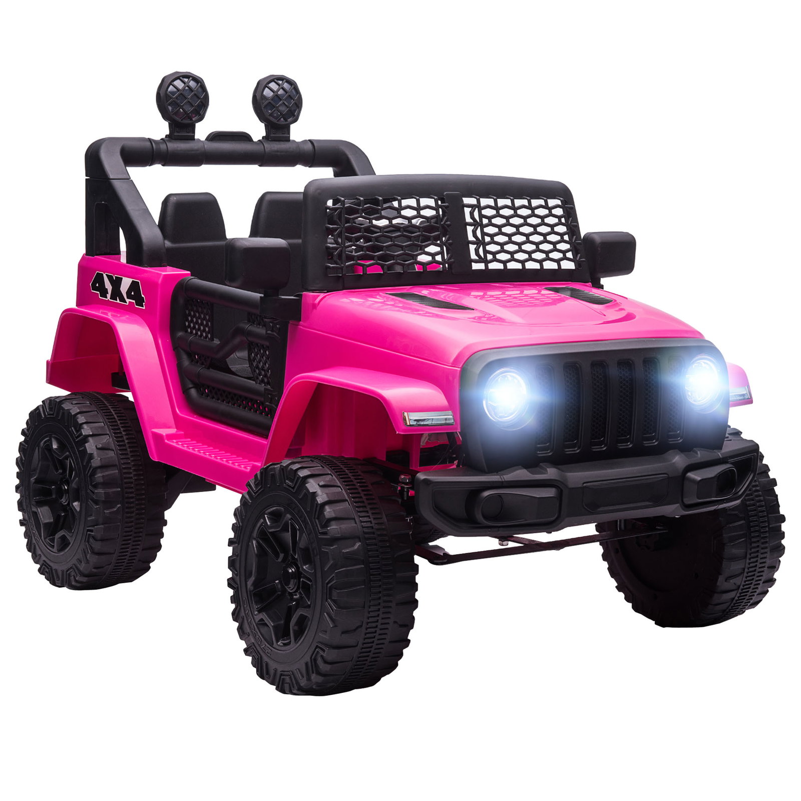 Carro elétrico infantil bateria 12v com 2 motores controle remoto 2.4g luzes buzina velocidade ajustável 100x65x72 cm rosa