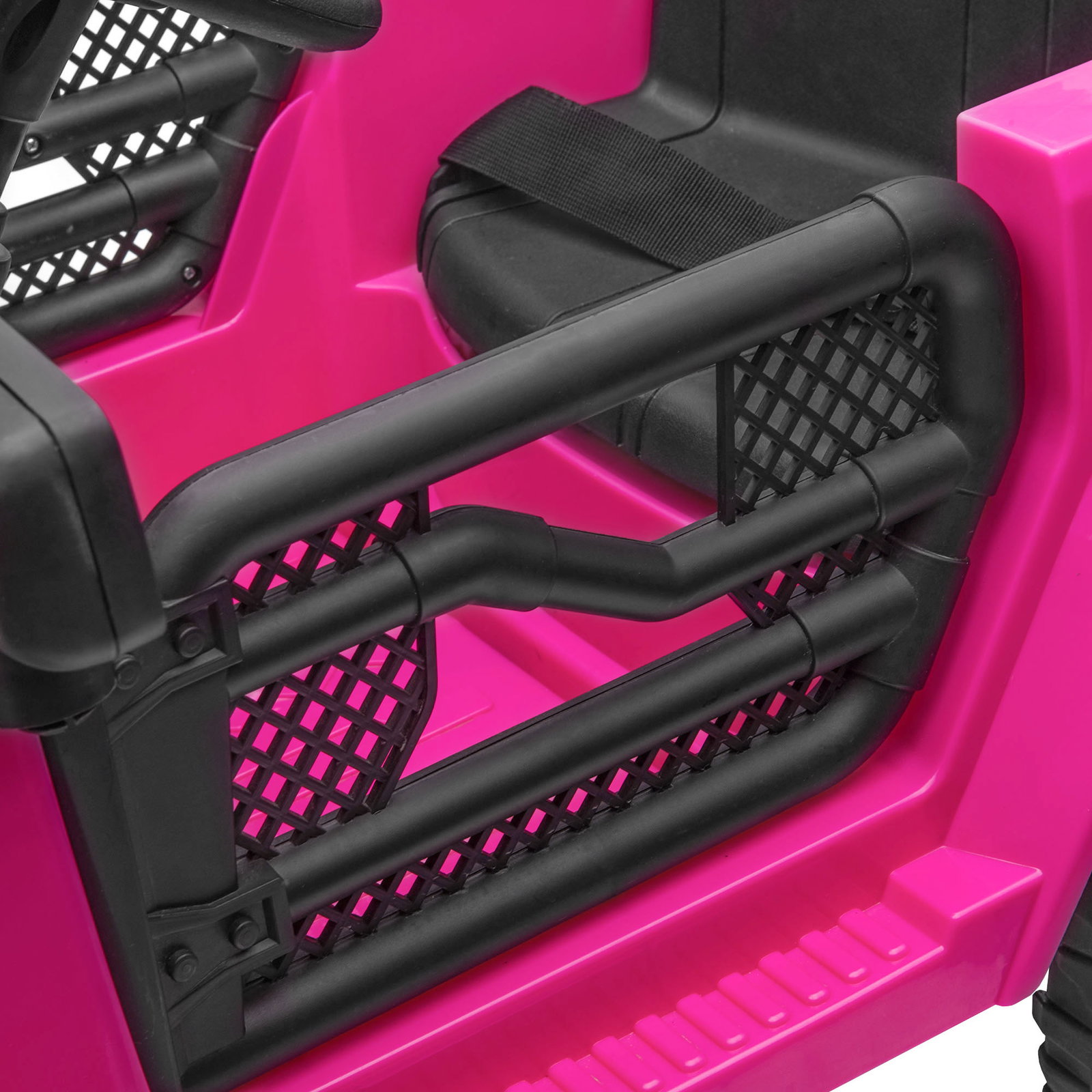 Carro elétrico infantil bateria 12v com 2 motores controle remoto 2.4g luzes buzina velocidade ajustável 100x65x72 cm rosa