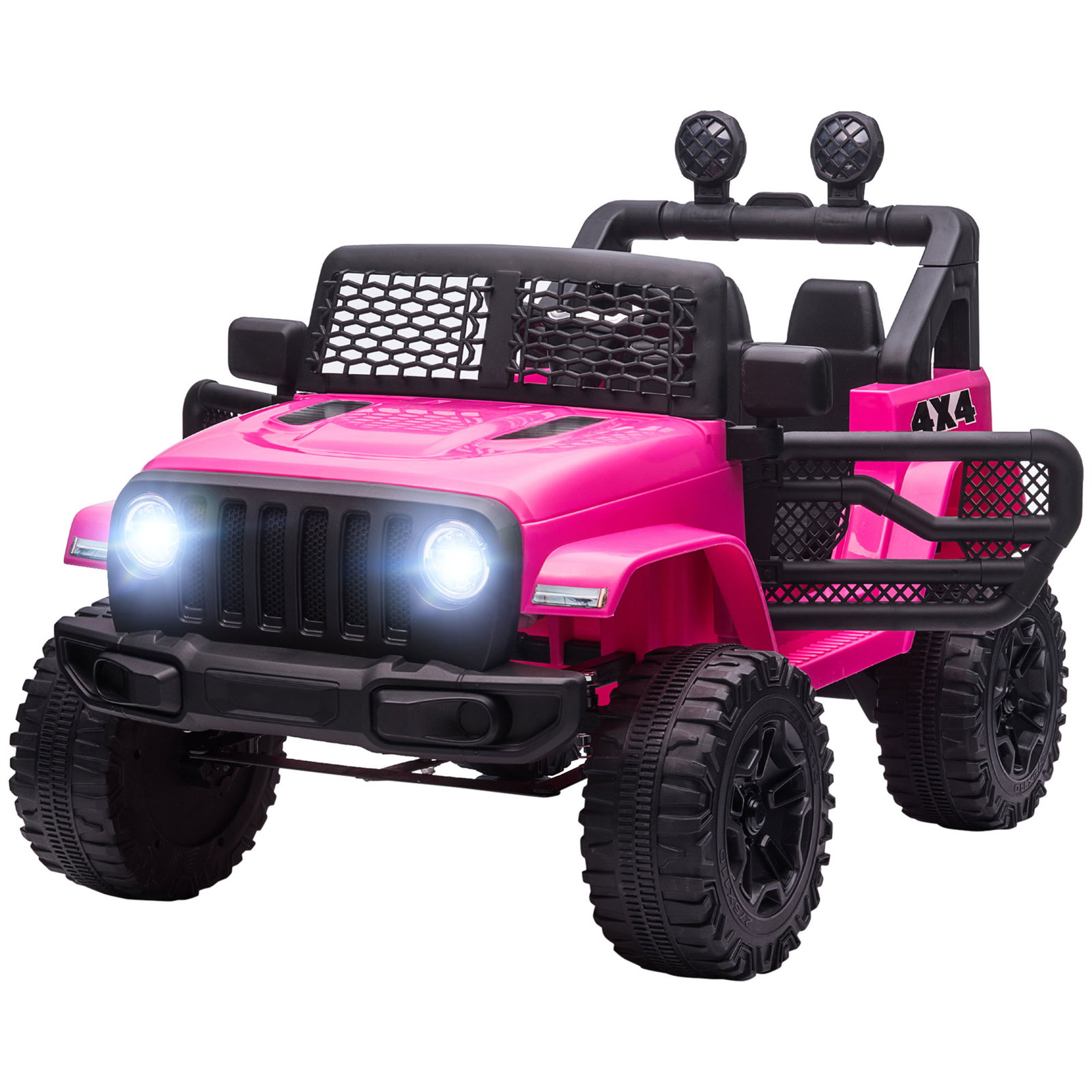 Carro elétrico infantil bateria 12v com 2 motores controle remoto 2.4g luzes buzina velocidade ajustável 100x65x72 cm rosa