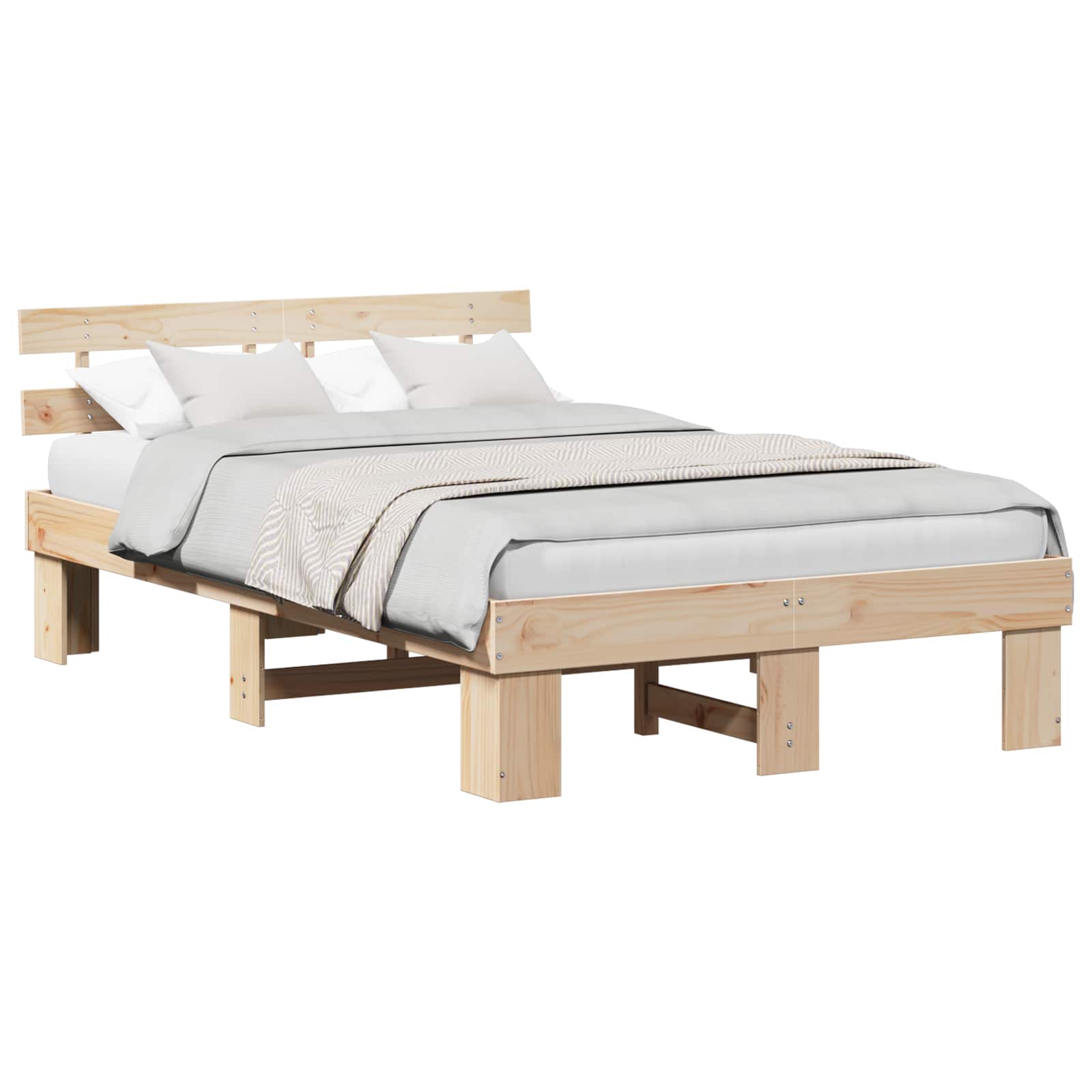 Estrutura da cama com cabeceira natural 140 x 190 cm