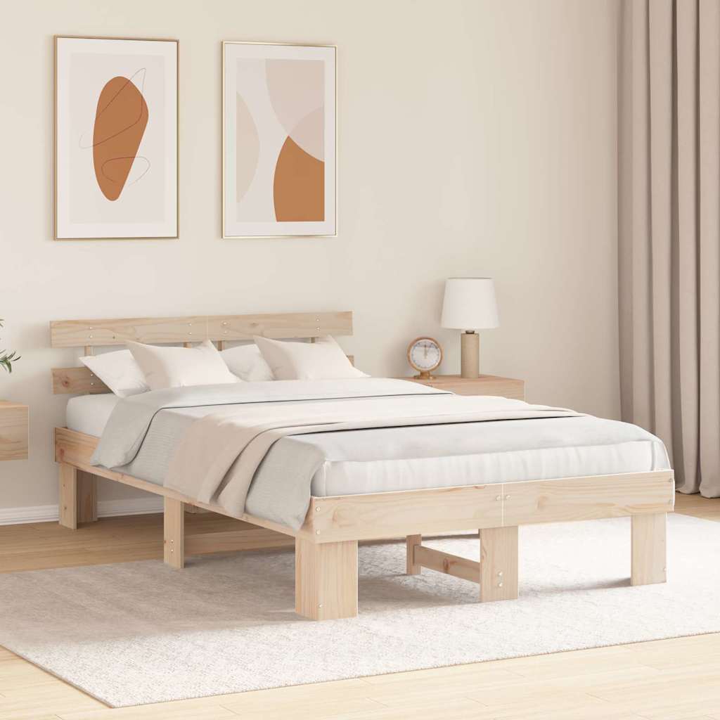 Estrutura da cama com cabeceira natural 140 x 190 cm