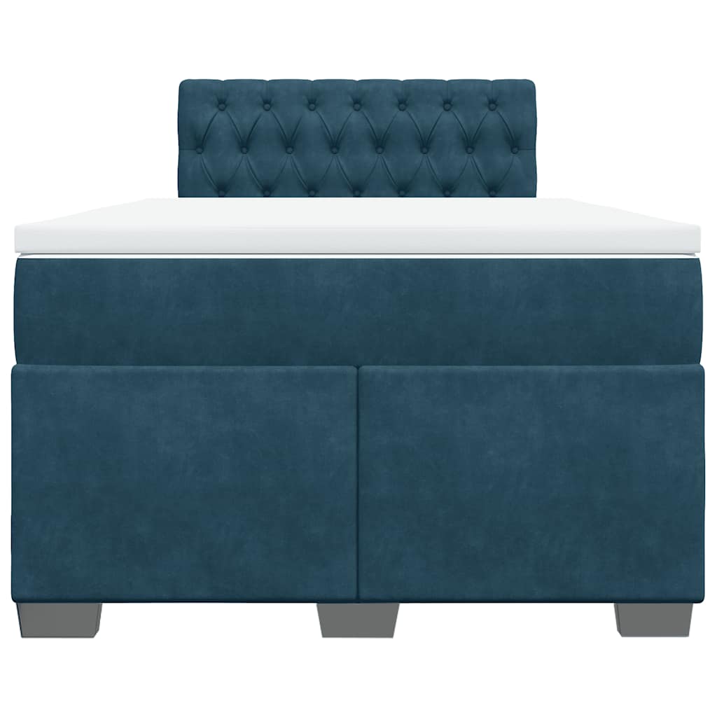 Cama boxspring com colchão 120x200 cm veludo azul-escuro