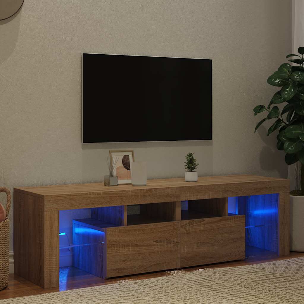 Móvel de TV com luzes LED 140x36,5x40 cm carvalho sonoma