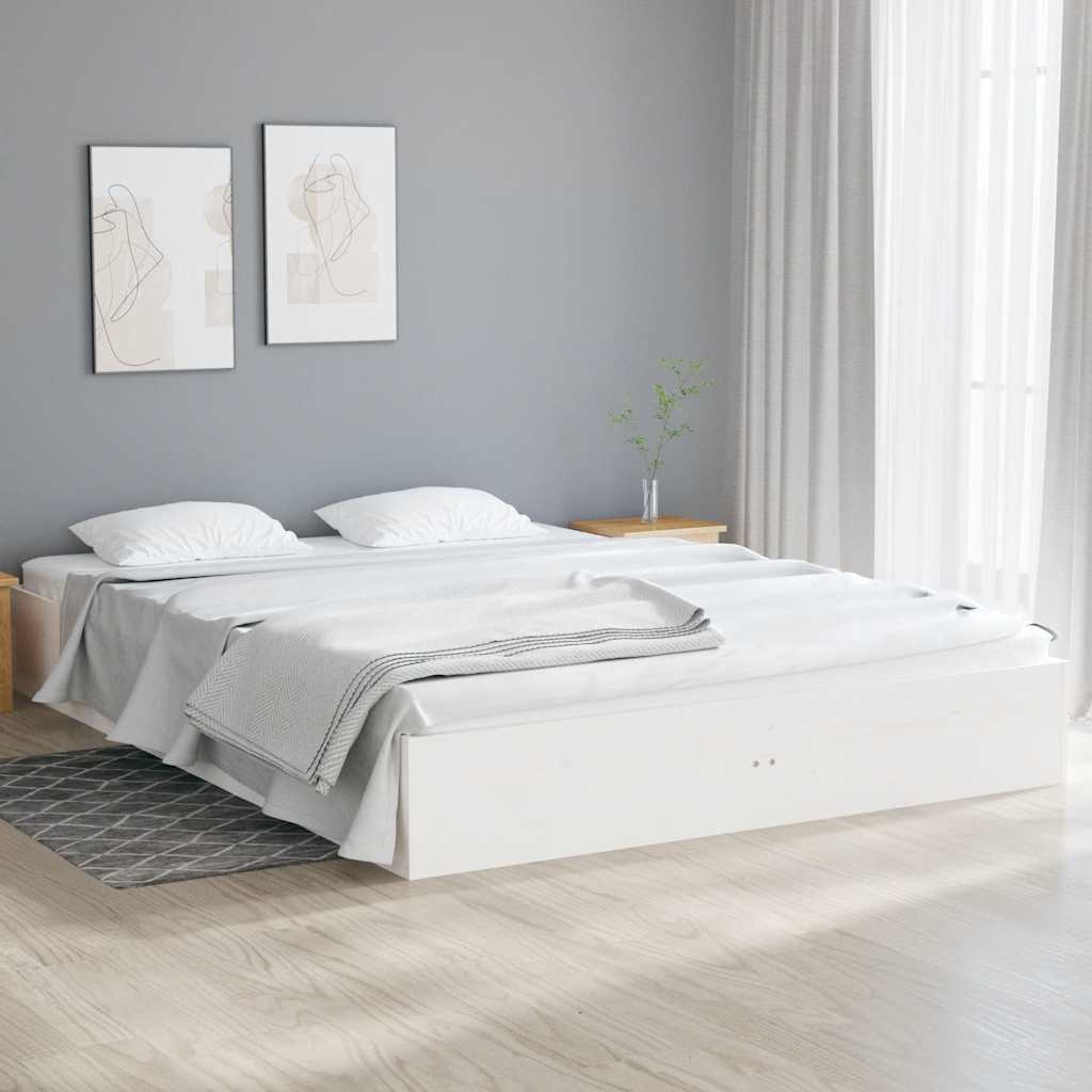 Estrutura cama pequena casal 120x190 cm pinho maciço branco