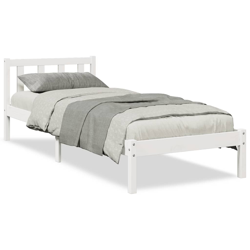 Cama extra longa sem colchão 90x210 cm pinho maciço branco