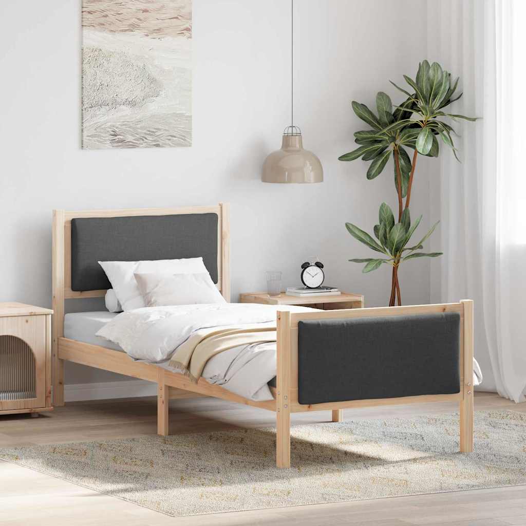 Estrutura da cama com cabeceira cinza escuro 75 x 190 cm tecido