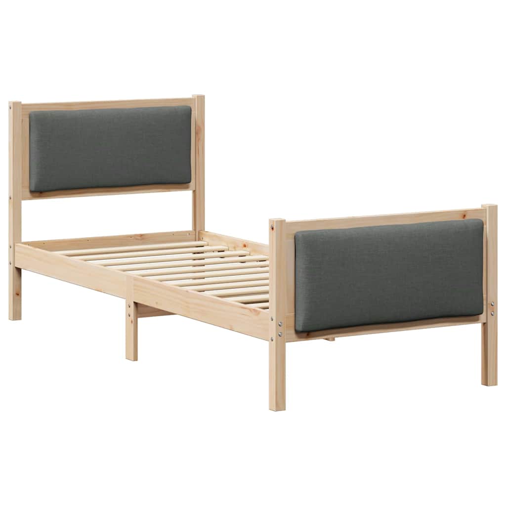 Estrutura da cama com cabeceira cinza escuro 75 x 190 cm tecido