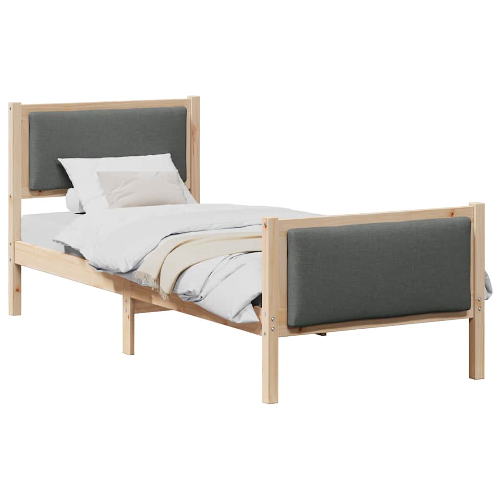 Estrutura da cama com cabeceira cinza escuro 75 x 190 cm tecido
