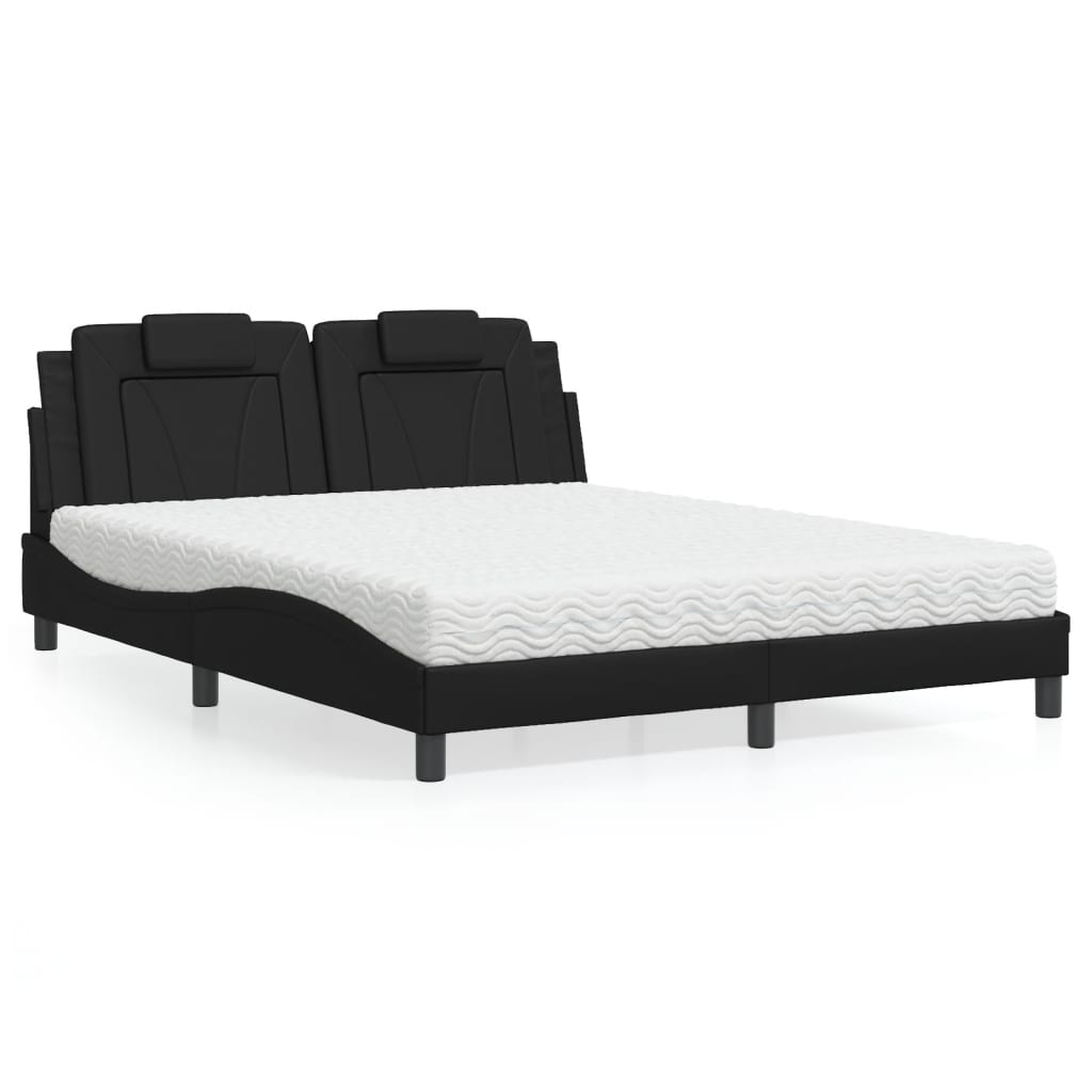 Cama viana com colchão 160x200 cm couro artificial preto