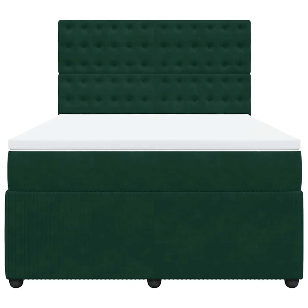 Cama com molas/colchão 160x200 cm veludo verde-escuro