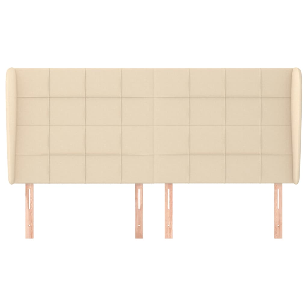 Cabeceira de cama c/ abas tecido 163x23x118/128 cm creme