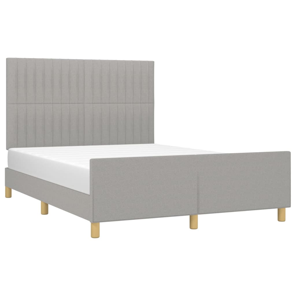 Estrutura de cama sem colchão 140x200 cm tecido cinzento-claro