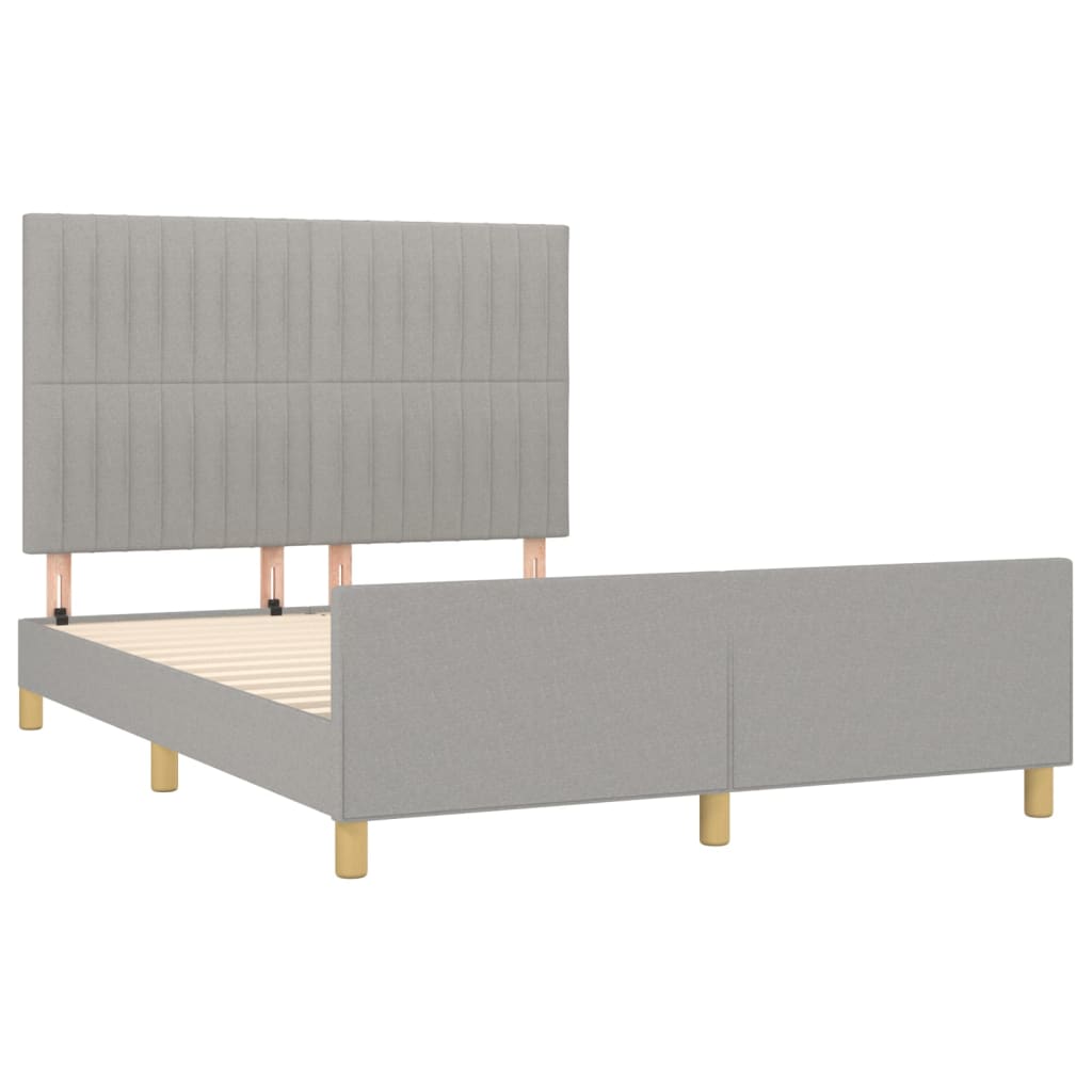 Estrutura de cama sem colchão 140x200 cm tecido cinzento-claro