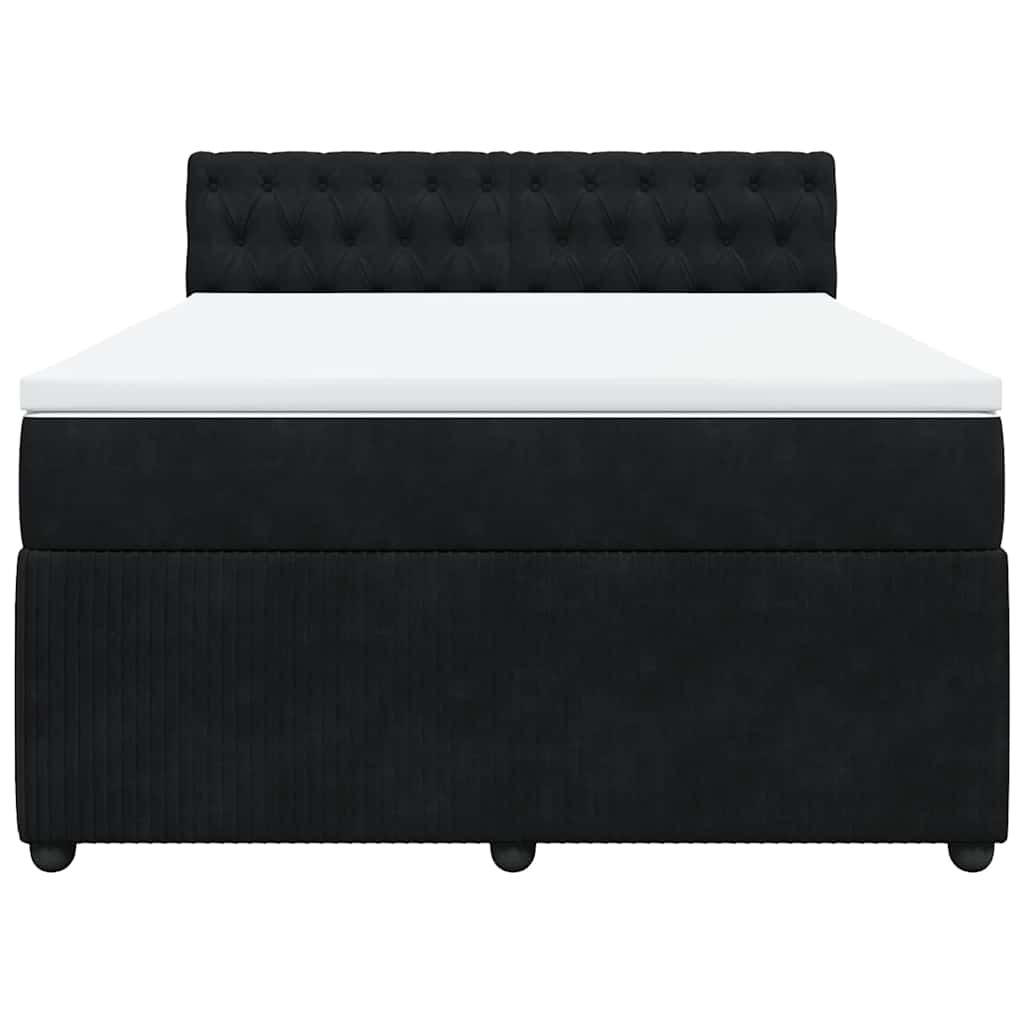 Cama com molas/colchão 160x200 cm veludo preto