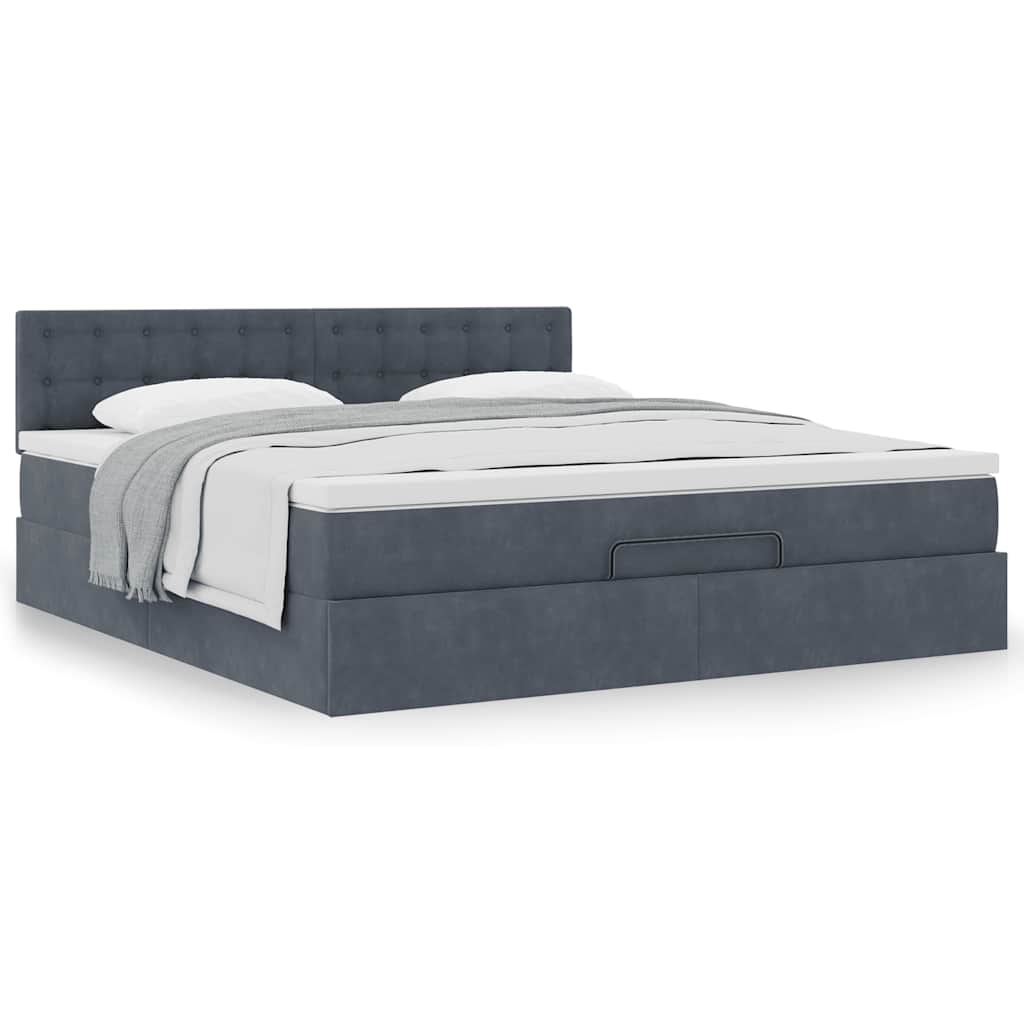 Estrutura de cama otomana com colchão 160x200cm cinzento escuro
