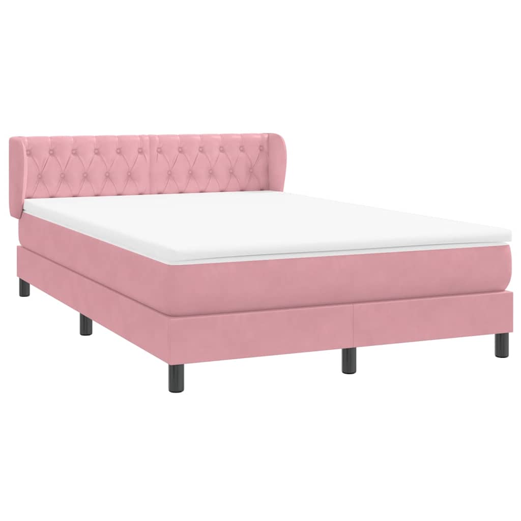 Cama com molas/colchão 140x210 cm veludo rosa