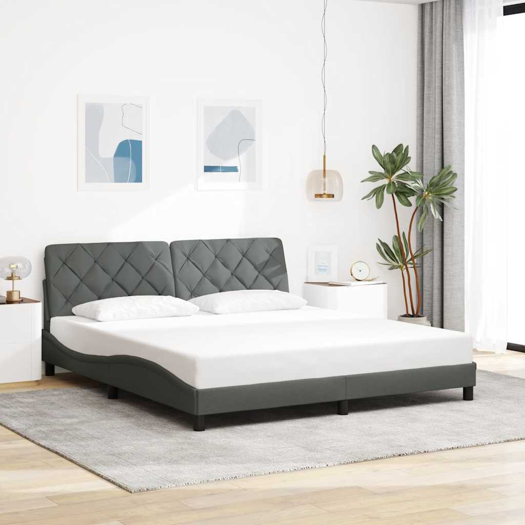 Estrutura de cama sem colchão 180x200 cm tecido cinzento-escuro