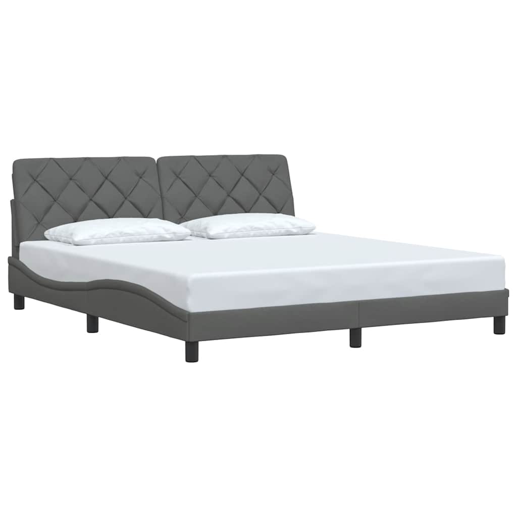 Estrutura de cama sem colchão 180x200 cm tecido cinzento-escuro