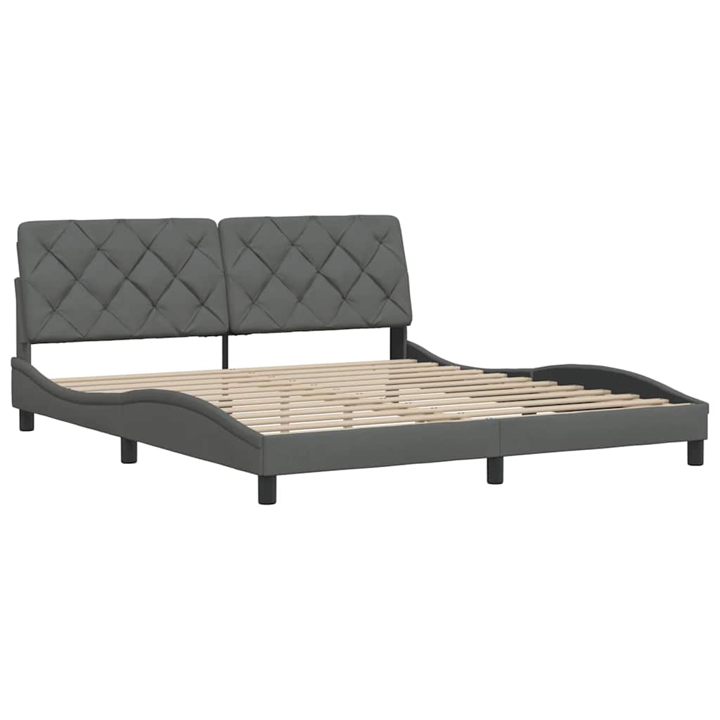 Estrutura de cama sem colchão 180x200 cm tecido cinzento-escuro