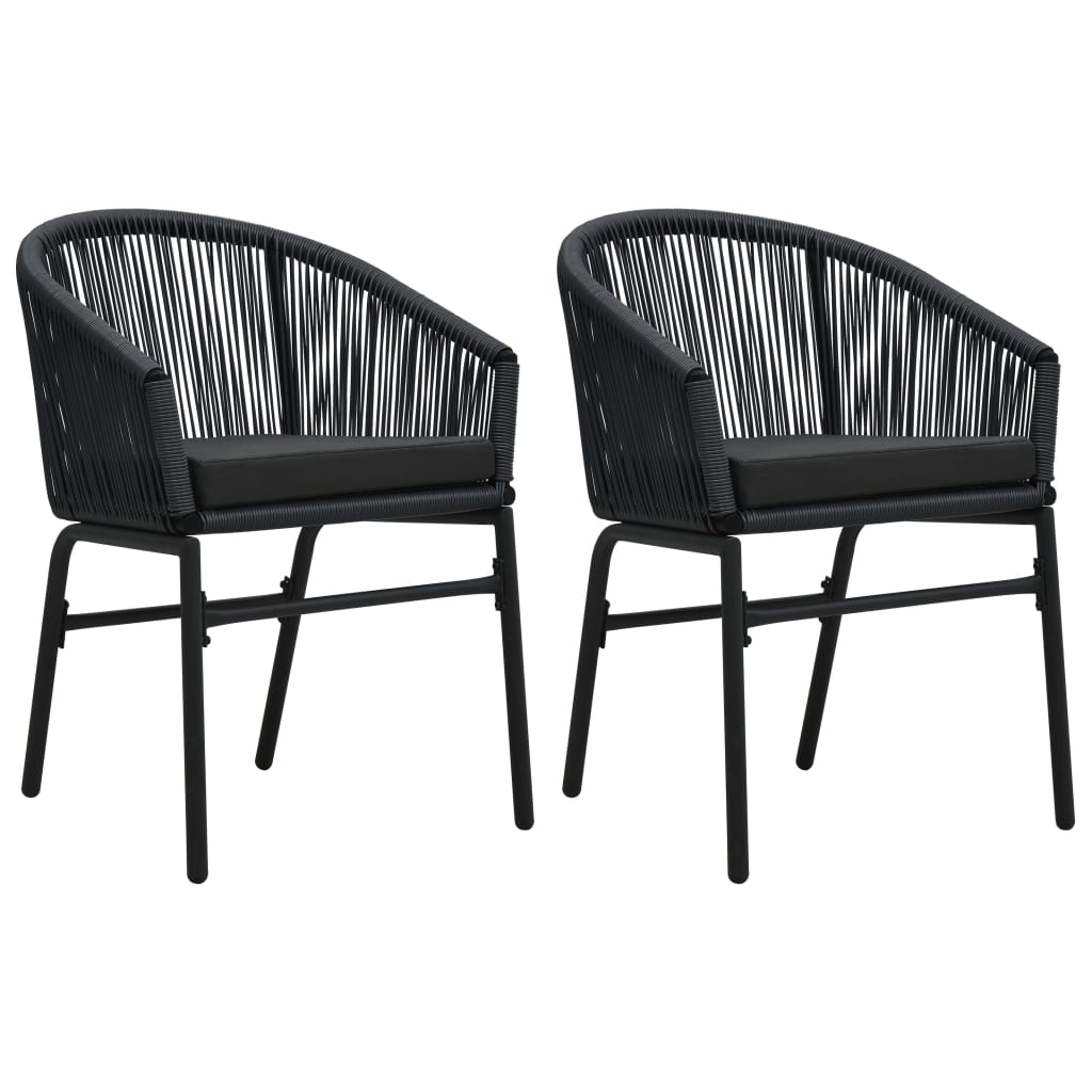 3 Pcs conjunto de jantar para jardim preto