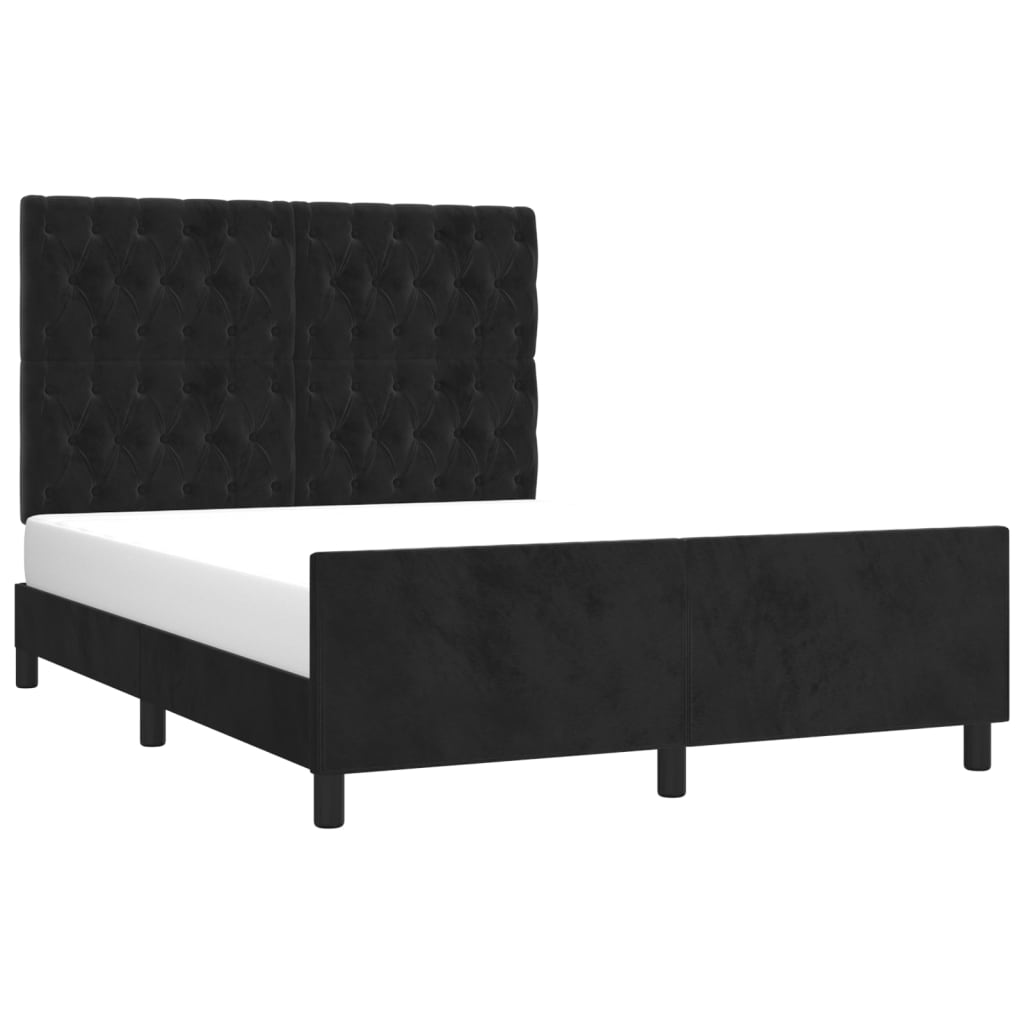 Estrutura de cama sem colchão 140x190 cm veludo preto