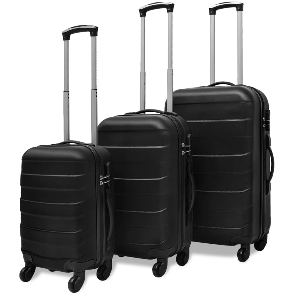 Conjunto de tróleis em estojo rígido 3 pcs 45,5/55/66 cm preto