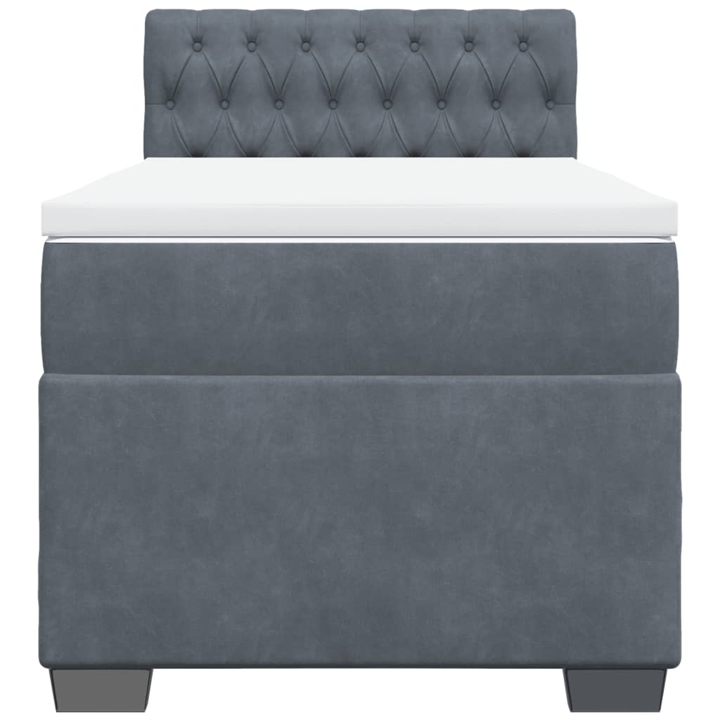 Cama com molas/colchão 90x200 cm veludo cinza-escuro