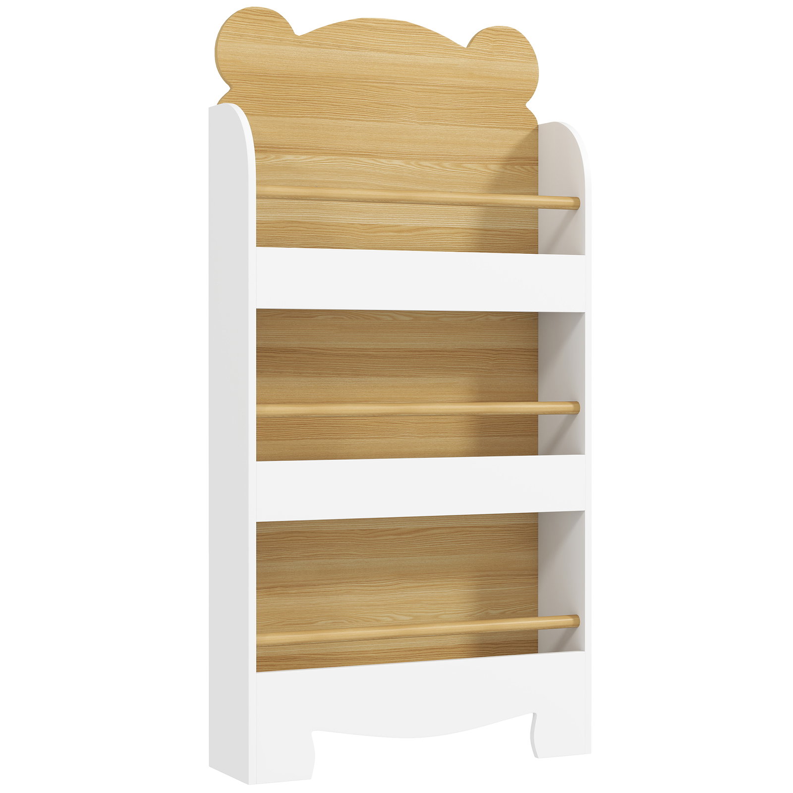 Estante infantil de 3 níveis estante para livros infantil desenho de ursinho 55x15x110 cm branco e madeira