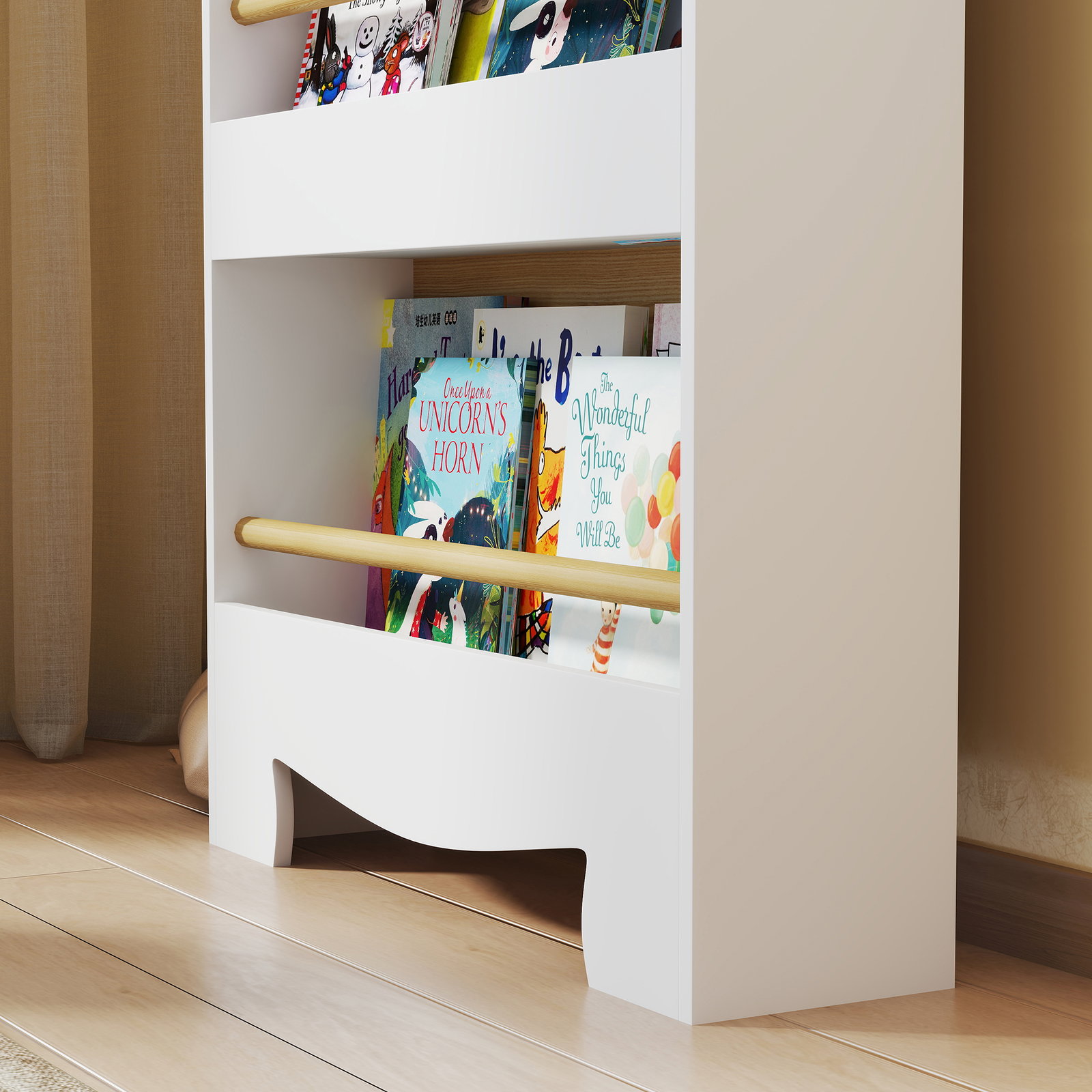 Estante infantil de 3 níveis estante para livros infantil desenho de ursinho 55x15x110 cm branco e madeira