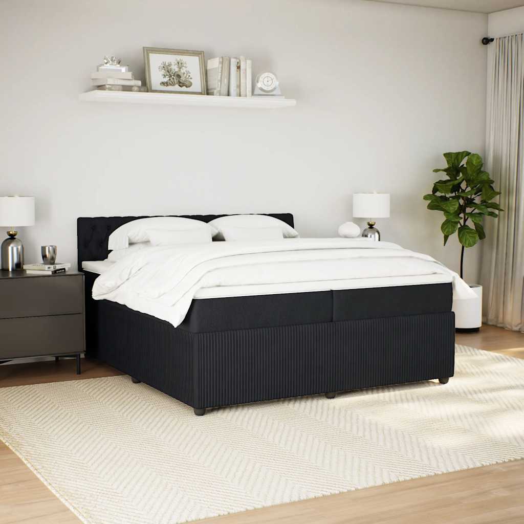Cama com molas/colchão 200x200 cm veludo preto