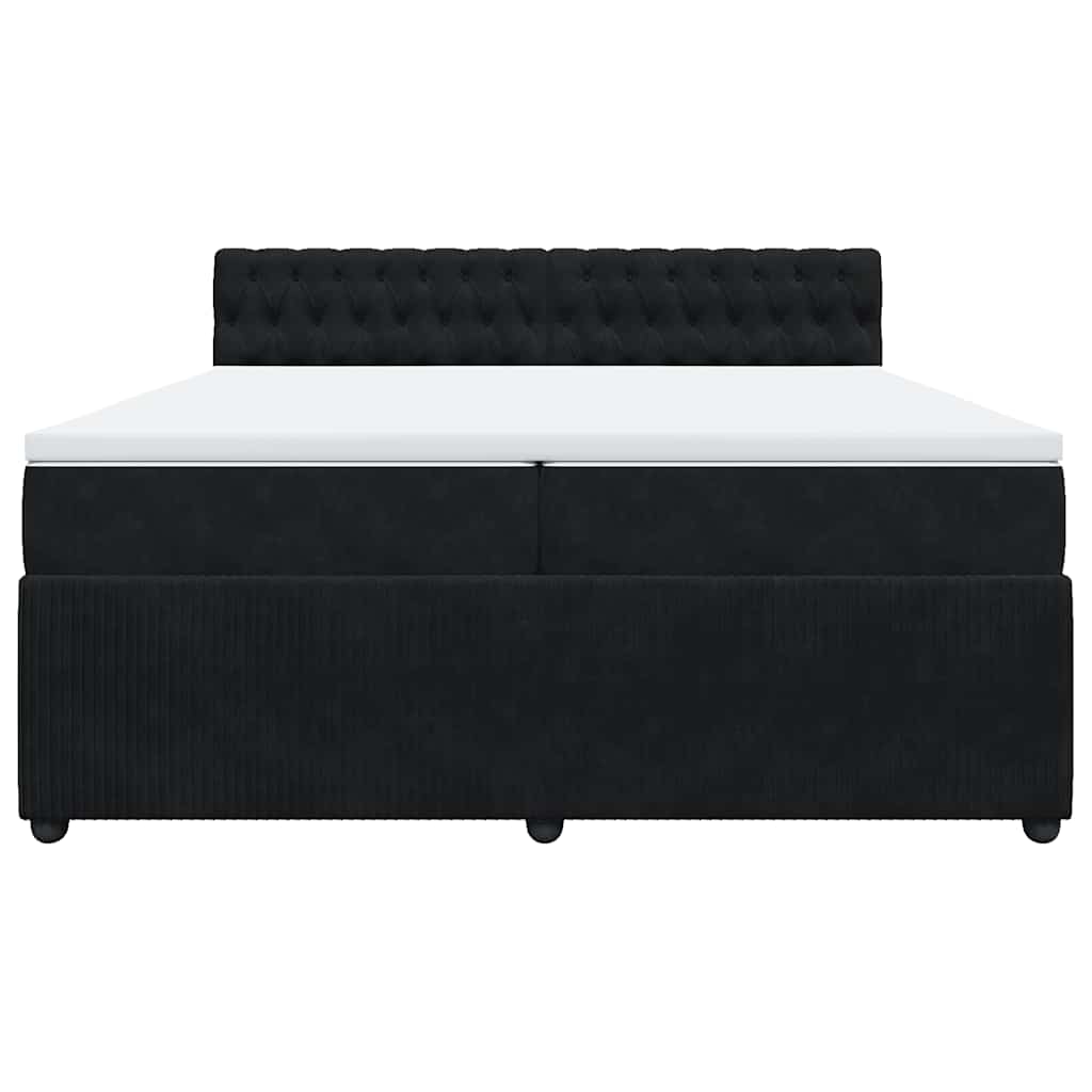 Cama com molas/colchão 200x200 cm veludo preto
