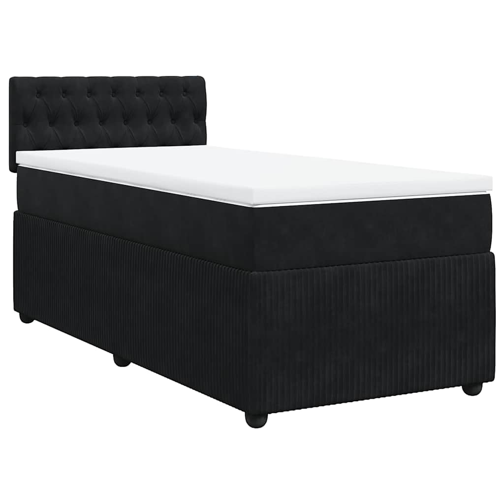 Cama com molas/colchão 100x200 cm veludo preto