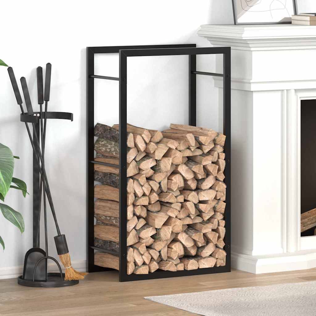 Suporte para lenha 50x28x94 cm aço preto mate