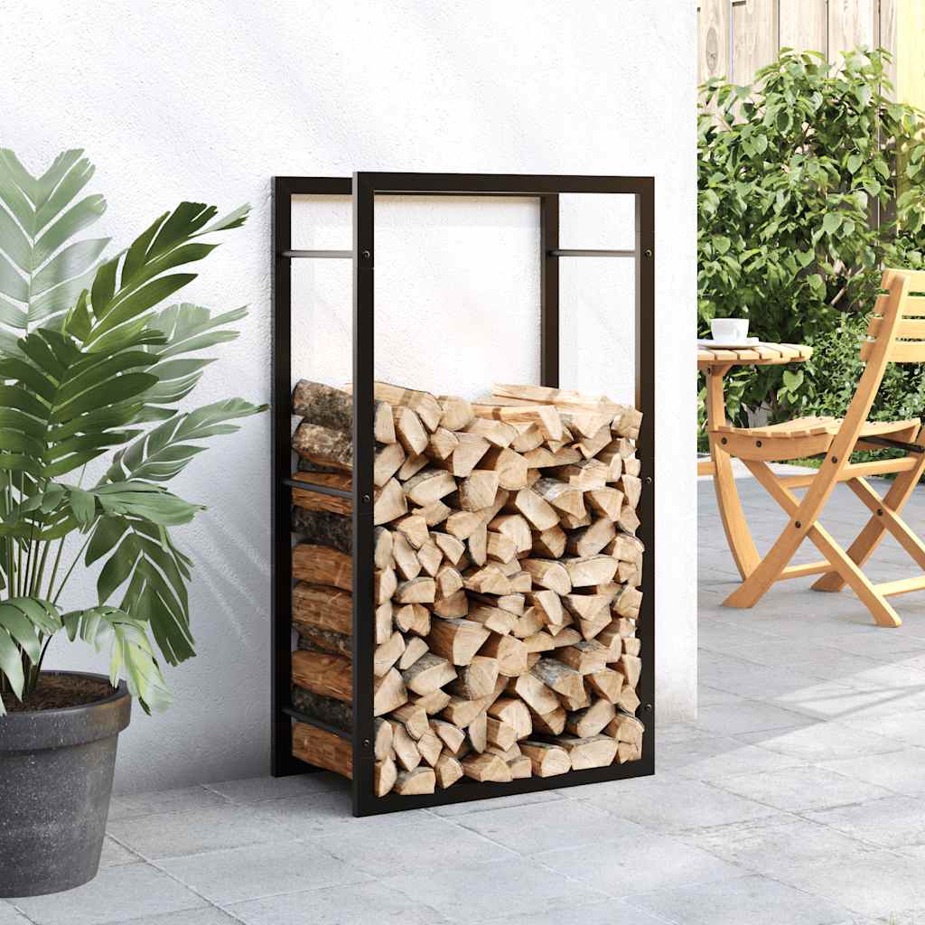 Suporte para lenha 50x28x94 cm aço preto mate