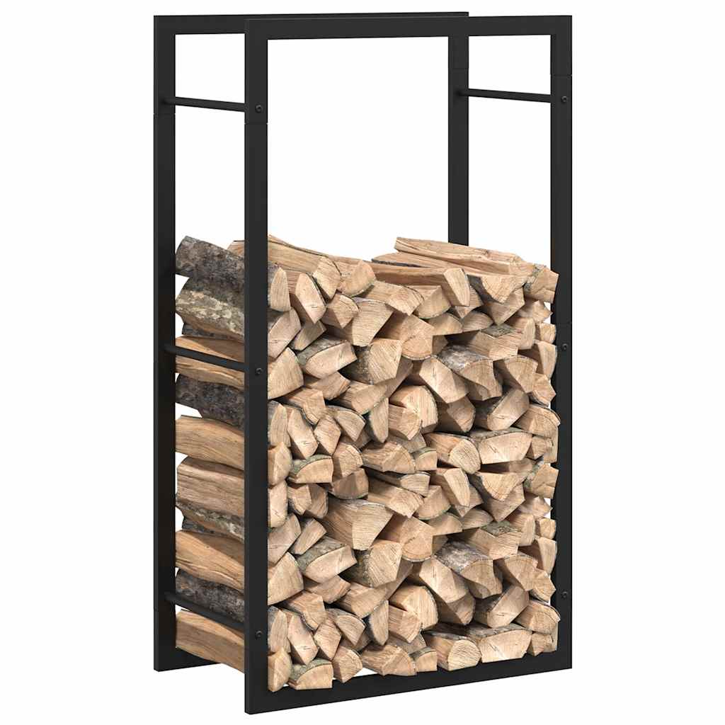 Suporte para lenha 50x28x94 cm aço preto mate