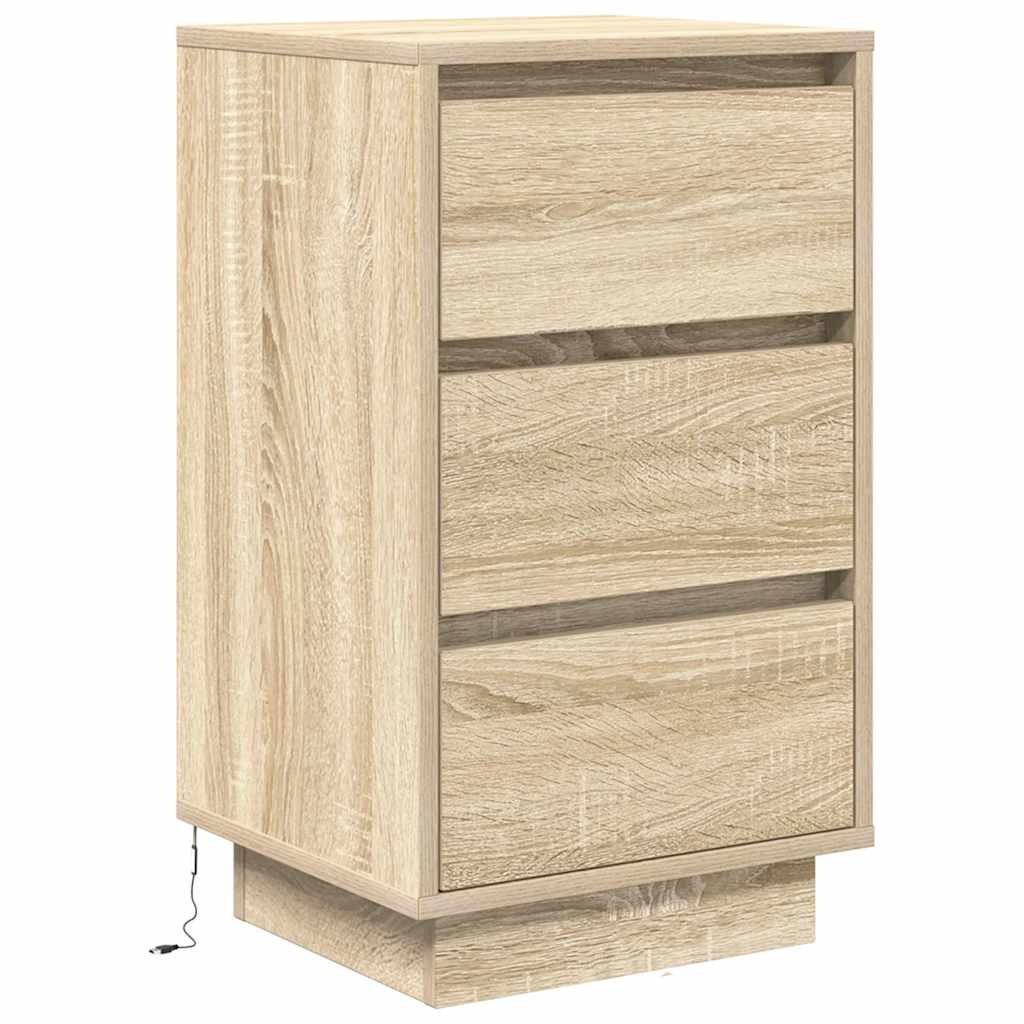 Mesa de cabeceira com luzes LED 38x34x65 cm carvalho sonoma