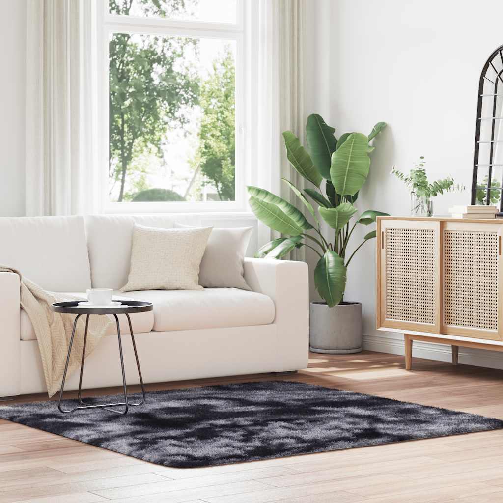 Tapete shaggy de pelo alto navarra 160x160 cm cinzento-escuro
