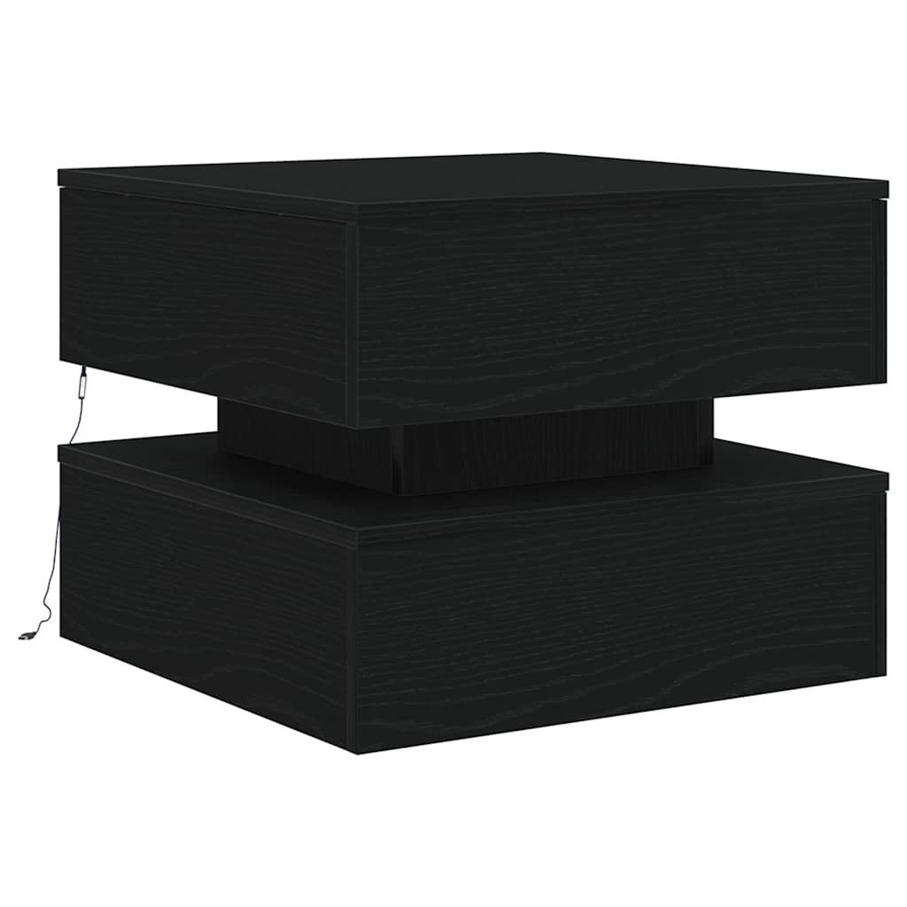 Mesa de centro com luzes LED, carvalho preto, 50x50x40 cm