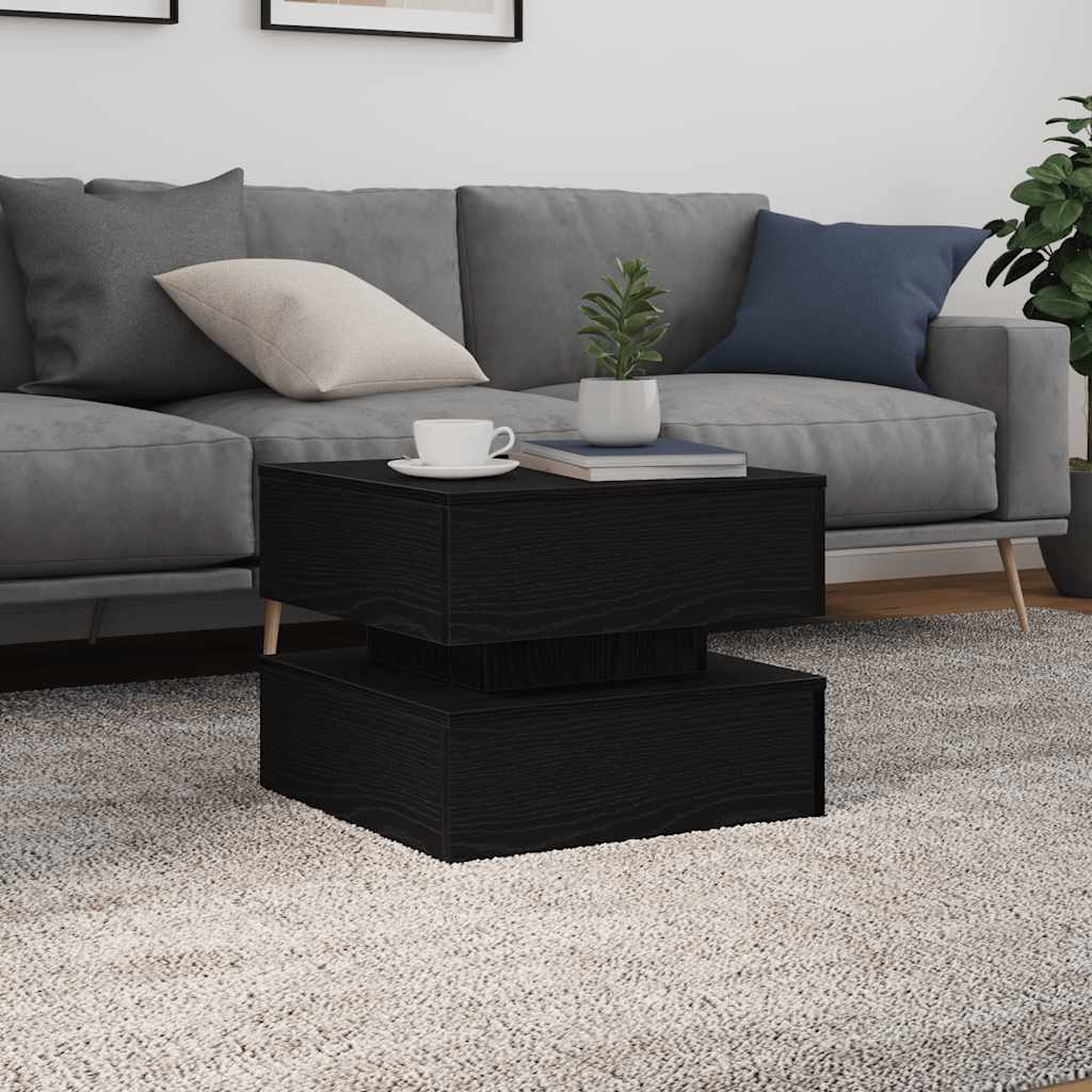 Mesa de centro com luzes LED, carvalho preto, 50x50x40 cm
